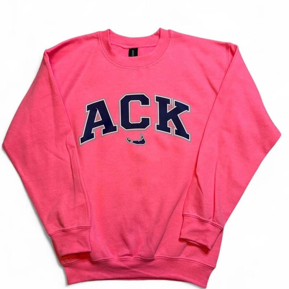 Gildan ACK Nantucket Youth Crewneck Sweatshirt Pink Small